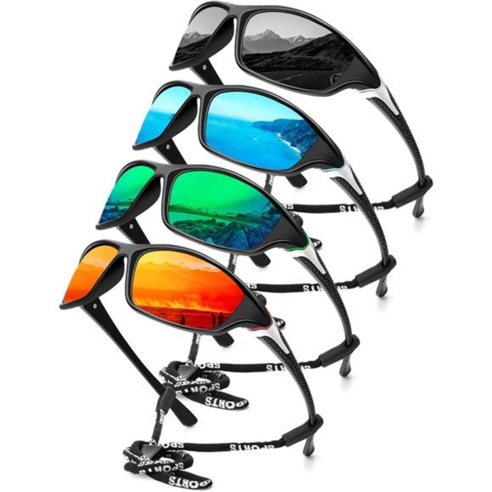 4 Pack Polarized Sunglasses-Men Sports Sun-glasses: Mens Sunglasses UV